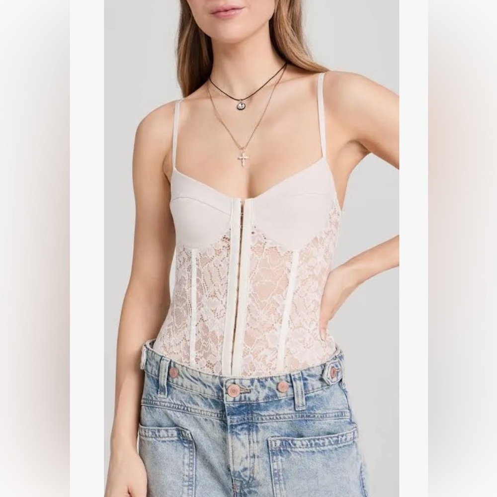 Free people crème laced bodysuit